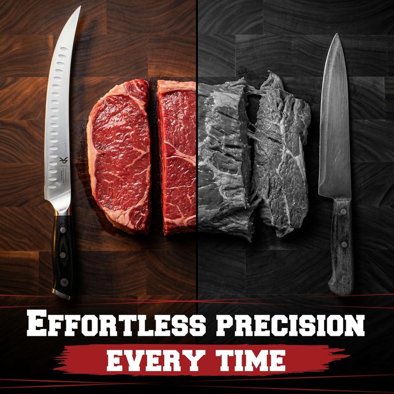 Kitchen perfection 10” Butcher Knife for Meat Cutting & Trimming-Ultra Sharp Cimeter Breaking Carving Knife with Sheath- Premium German Steel,Full Tang Ergonomic Handle -Perfect Grilling Gifts for Men - Image 5